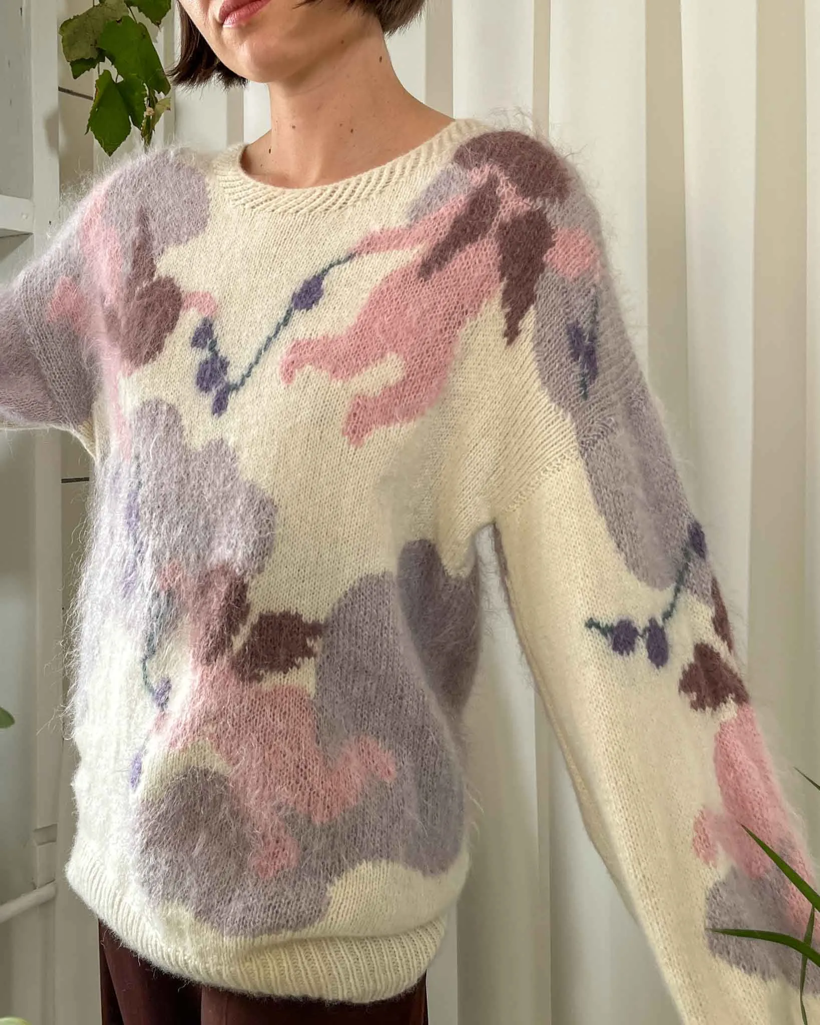 80s Hand Knit Cherubs Mohair Sweater | S-L
