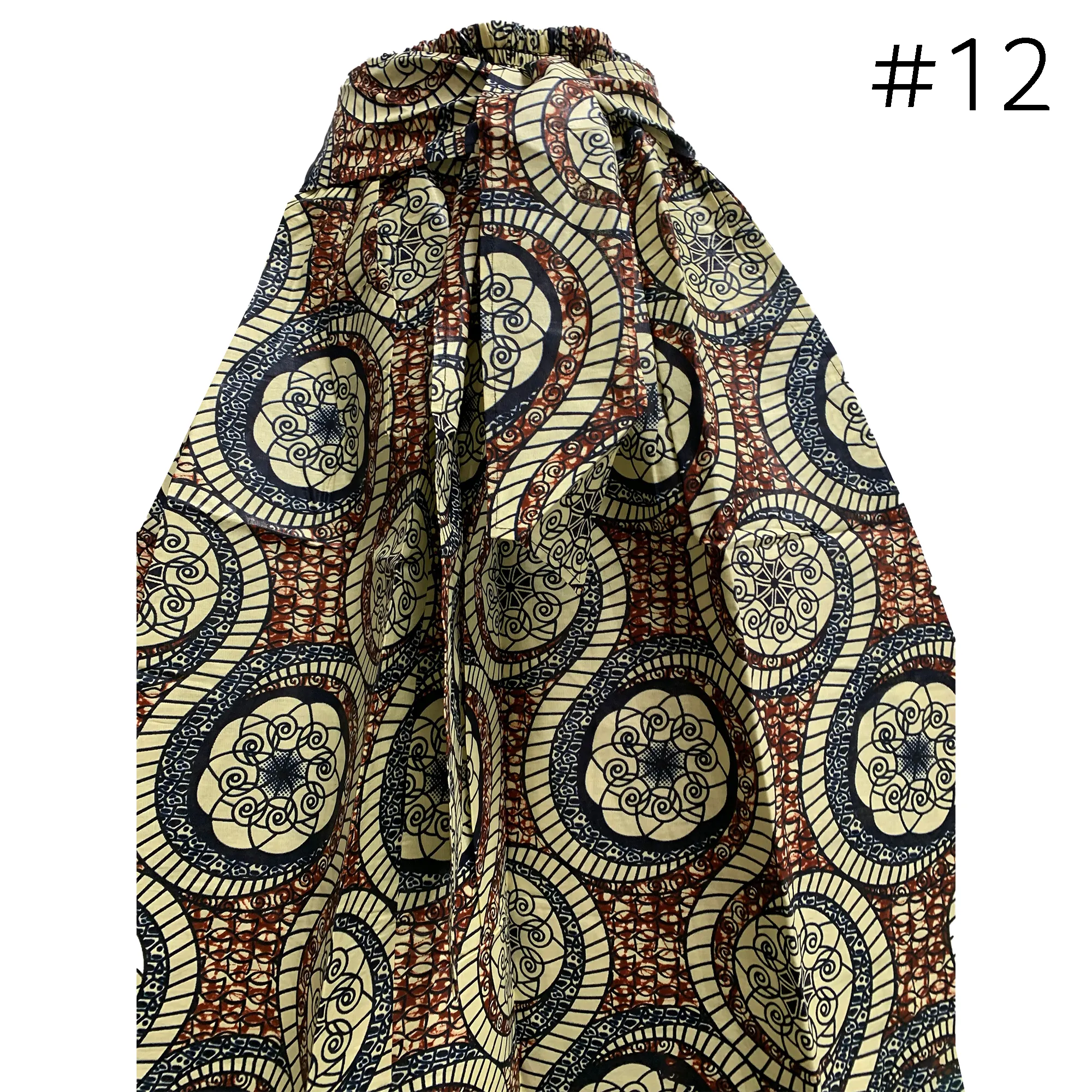 African Ethnic Print Cotton Patchwork Adjustable Flared Long Maxi Skirt
