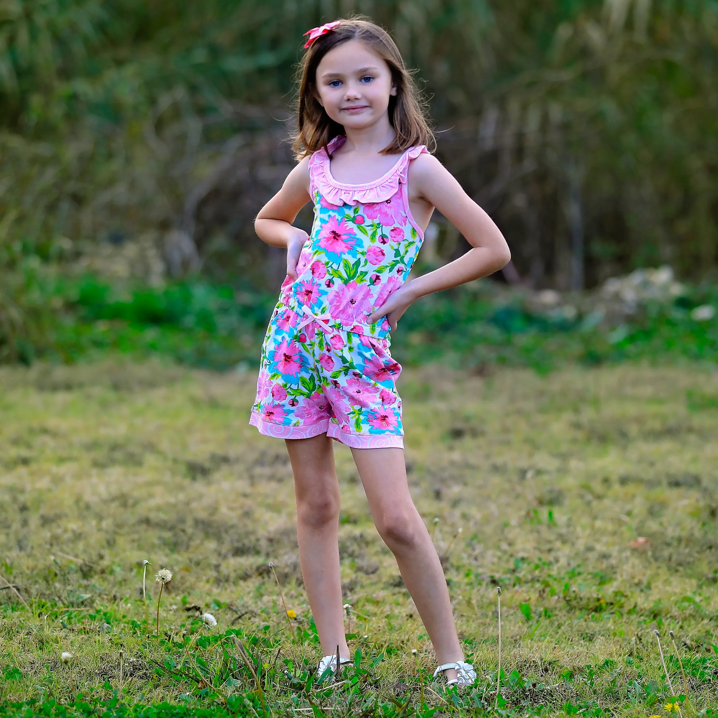 Annloren Little & Big Girls Jumpsuit Shabby Chic Floral Spring Summer Romper