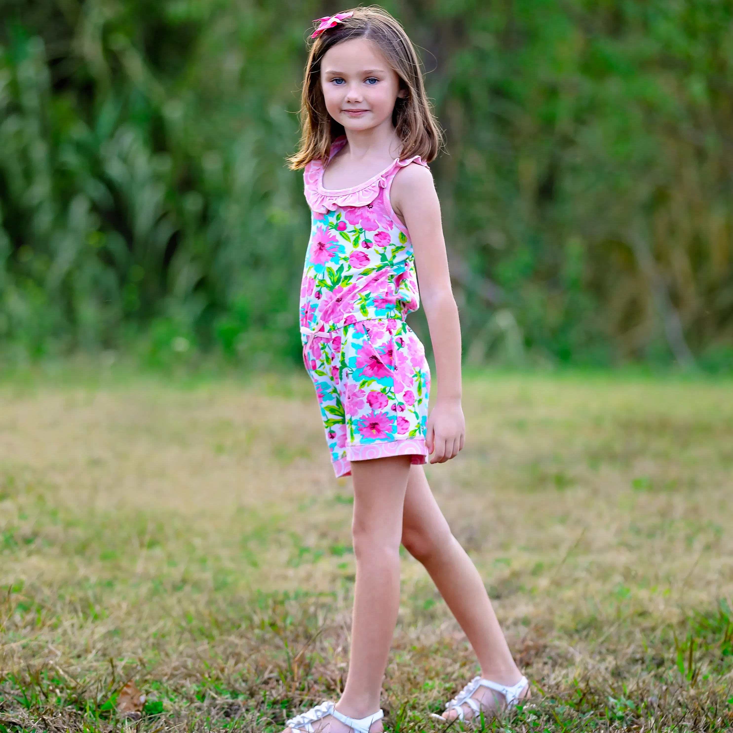 Annloren Little & Big Girls Jumpsuit Shabby Chic Floral Spring Summer Romper