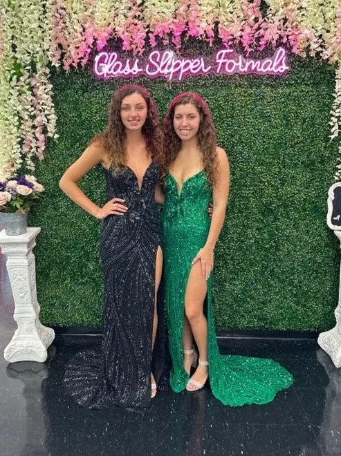 Ashley Lauren 11236 Size 00,0,6 ROYAL Long Fitted V Neck Slit Beaded Sequin Prom Dress Pageant Gown