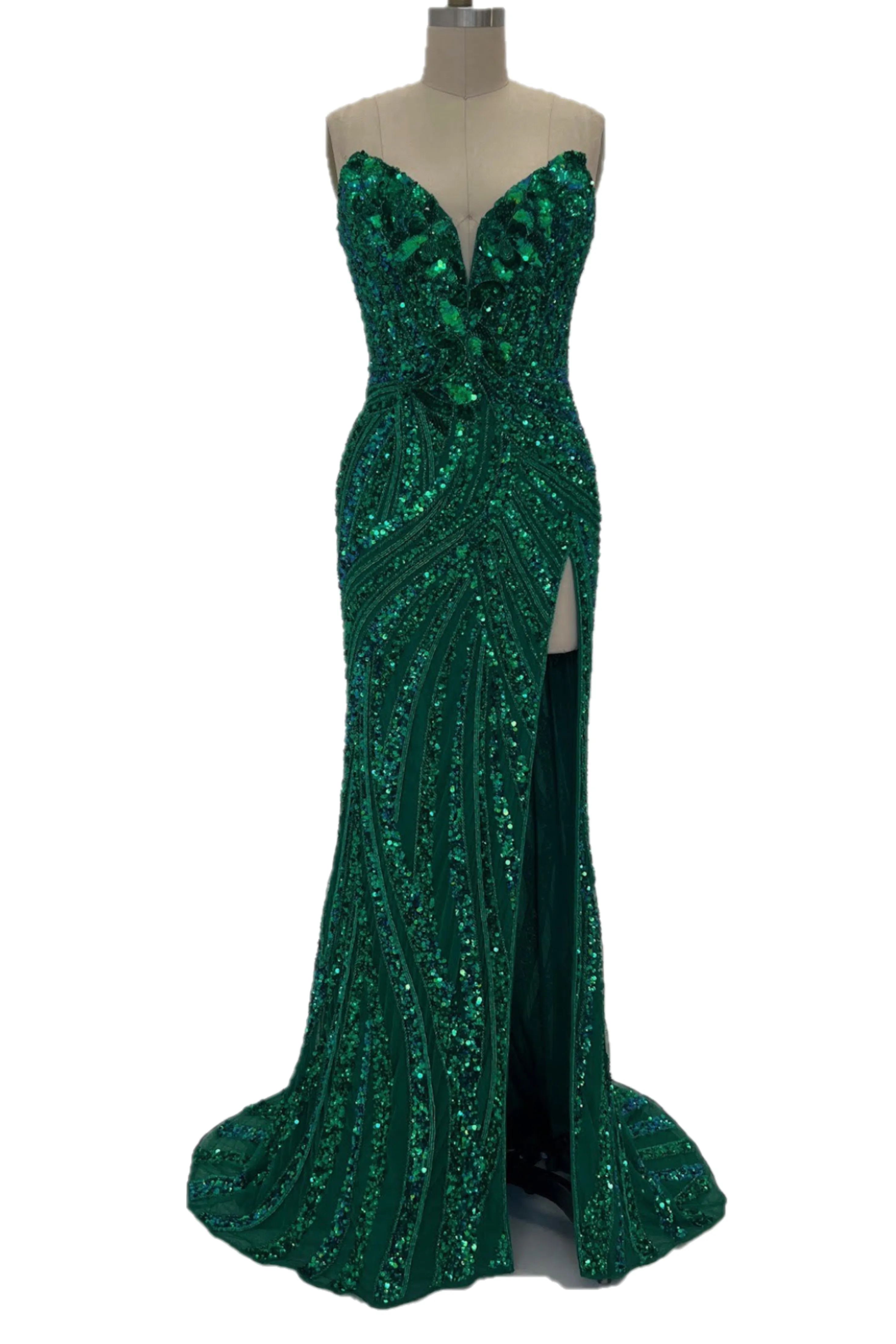 Ashley Lauren 11236 Size 00,0,6 ROYAL Long Fitted V Neck Slit Beaded Sequin Prom Dress Pageant Gown