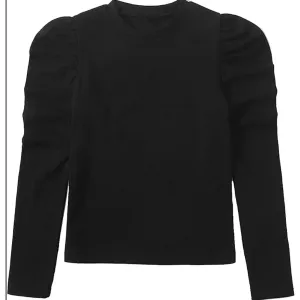Black Puff Sleeve Top by Meme Teen