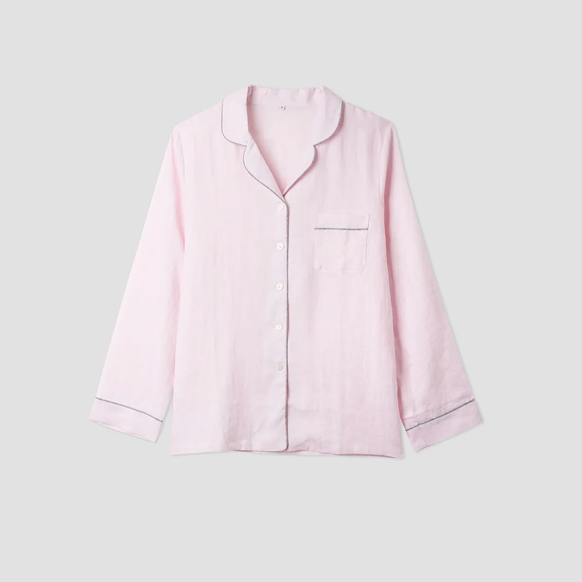 Blush Pink Linen Pajama Shirt (Top Only)