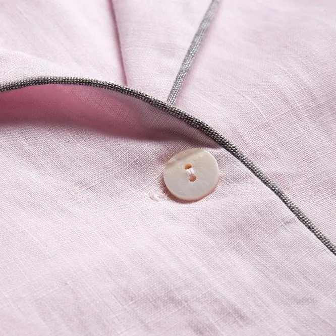 Blush Pink Linen Pajama Shirt (Top Only)