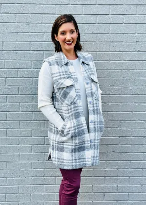 Boiled Wool Long Paid Vest