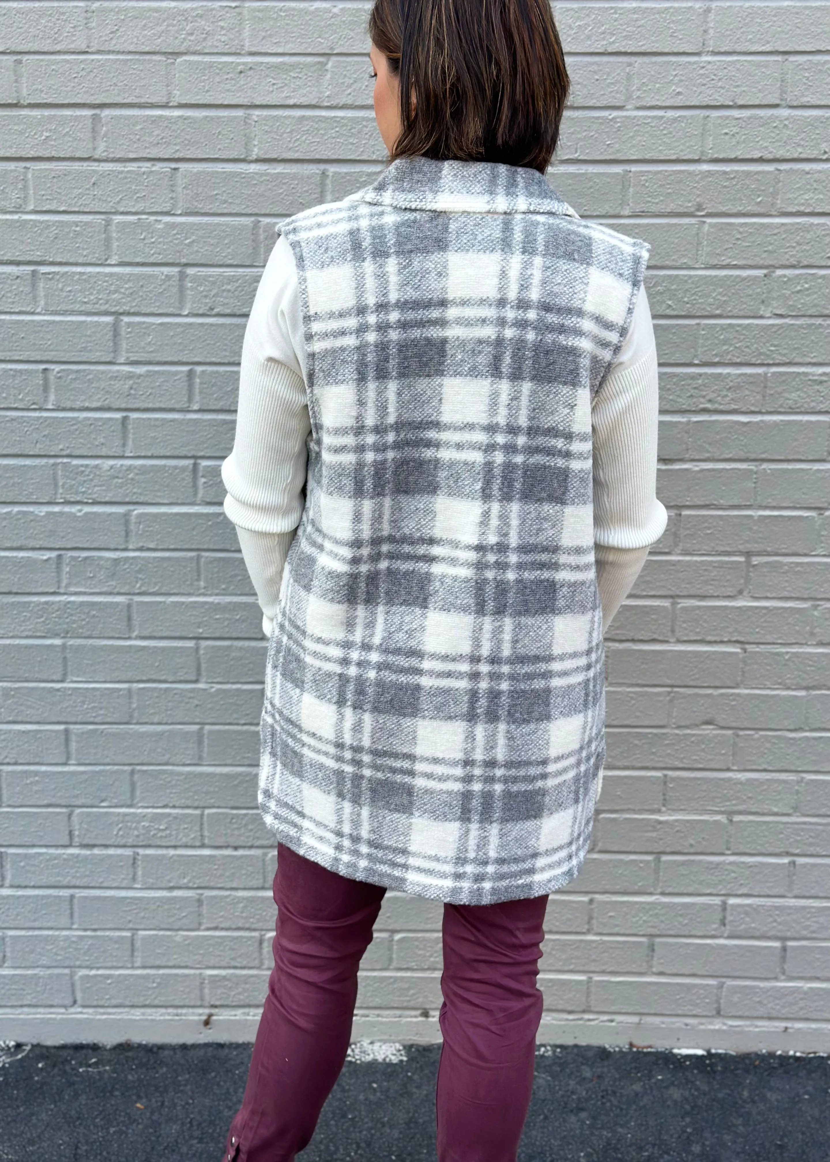 Boiled Wool Long Paid Vest