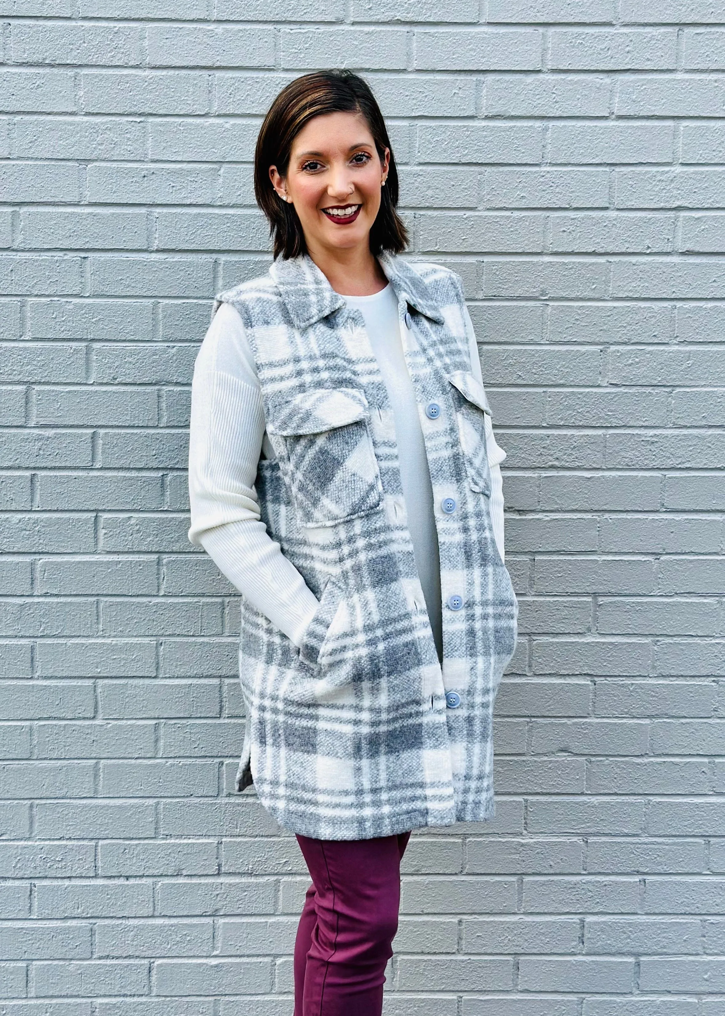 Boiled Wool Long Paid Vest