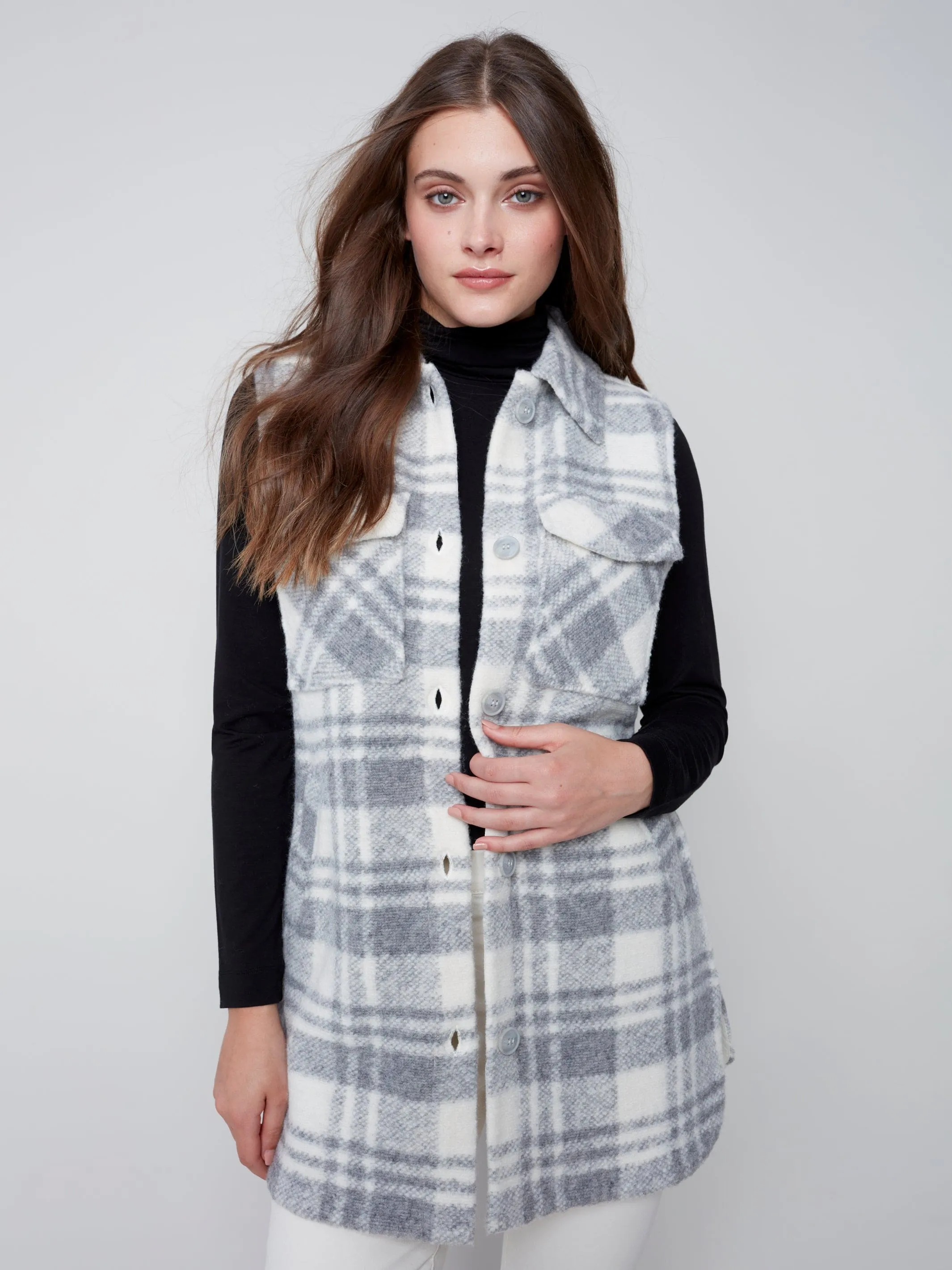 Boiled Wool Long Paid Vest