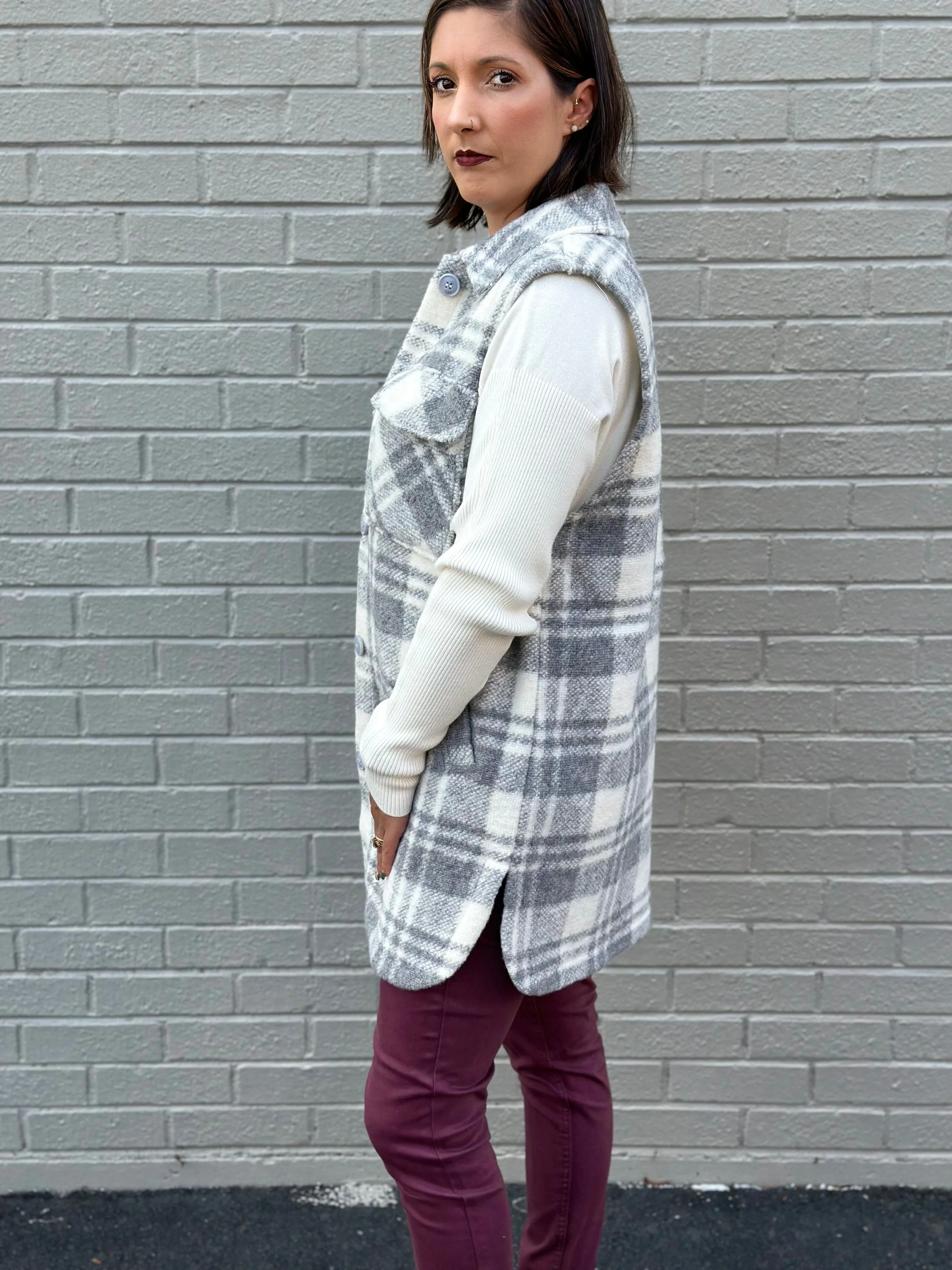 Boiled Wool Long Paid Vest
