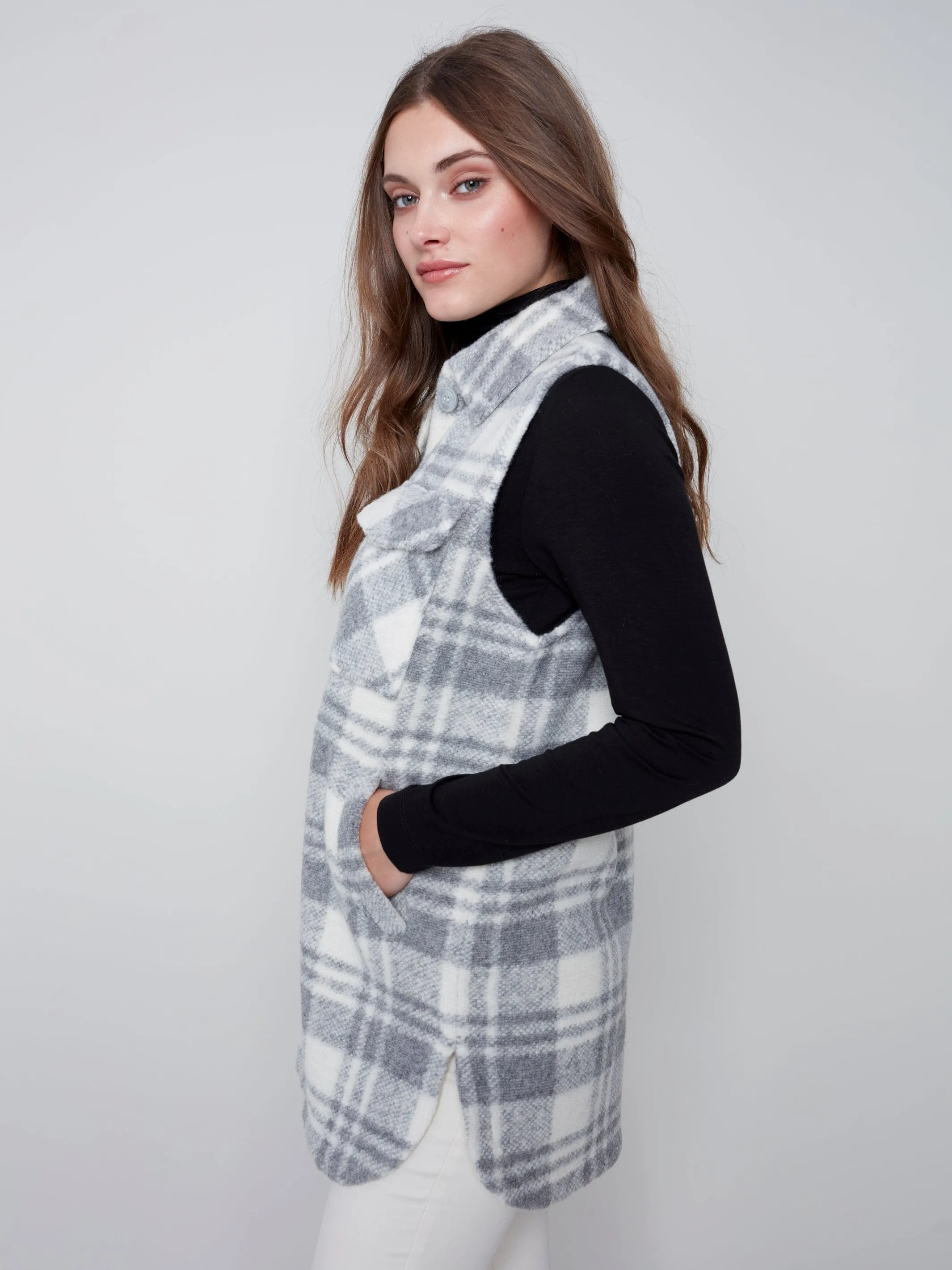 Boiled Wool Long Paid Vest