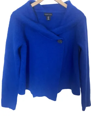Bright Winter Estate Blue Wool Wrap Sweater Jacket
