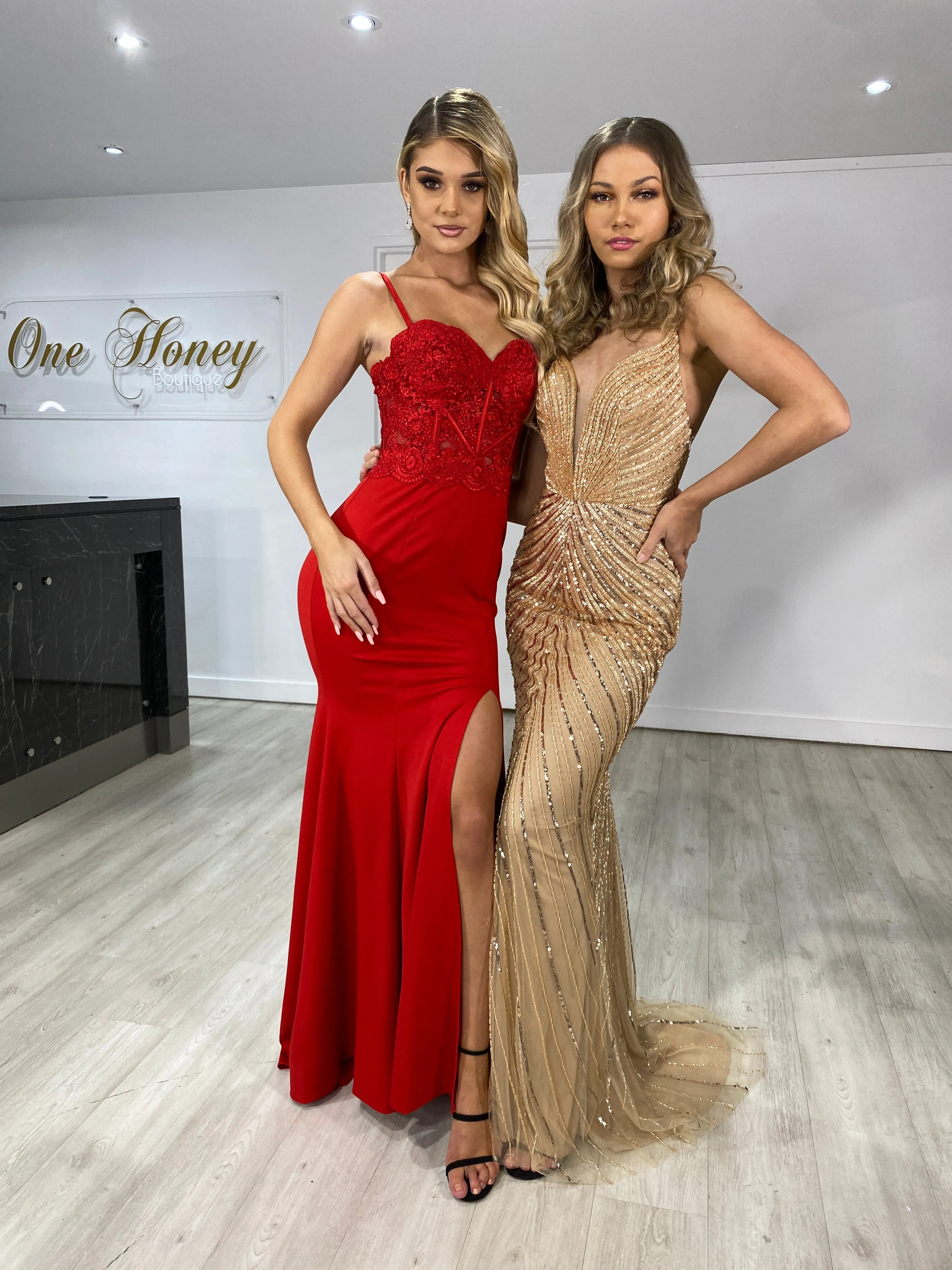 CALLIE Lace Bustier Corset Style Formal Dress