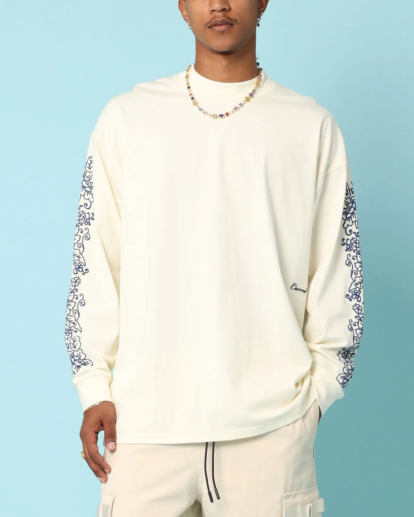Carré Botanical Oversized Long Sleeve T-Shirt Off White