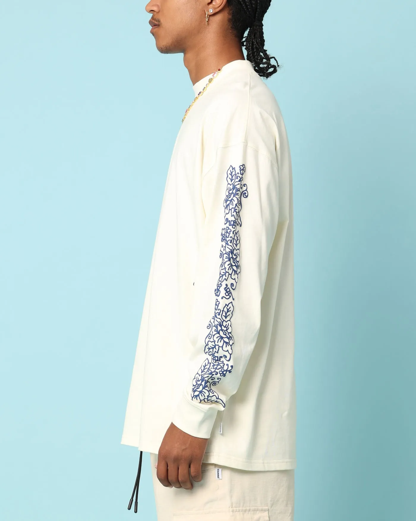 Carré Botanical Oversized Long Sleeve T-Shirt Off White