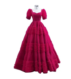 Classic Red A-line Evening Dress