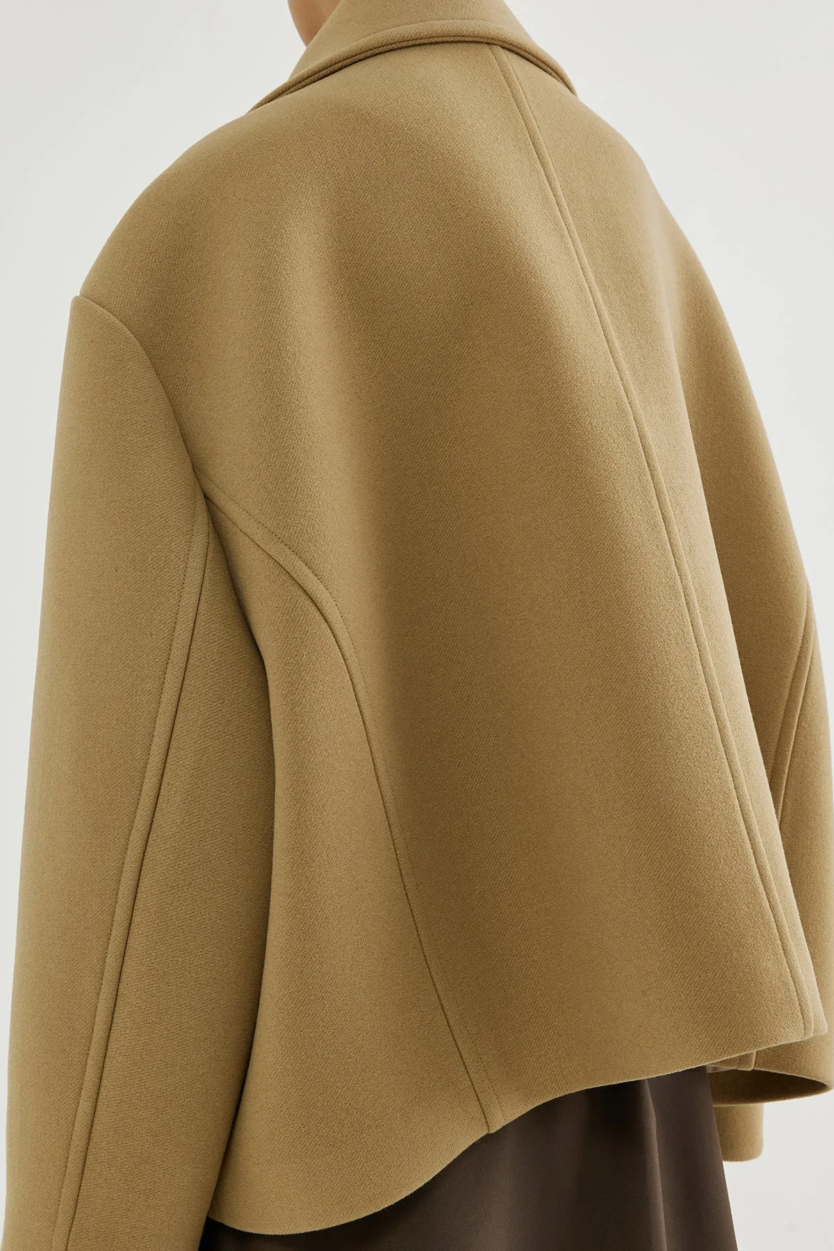 Cropped double-breasted wool pea coat