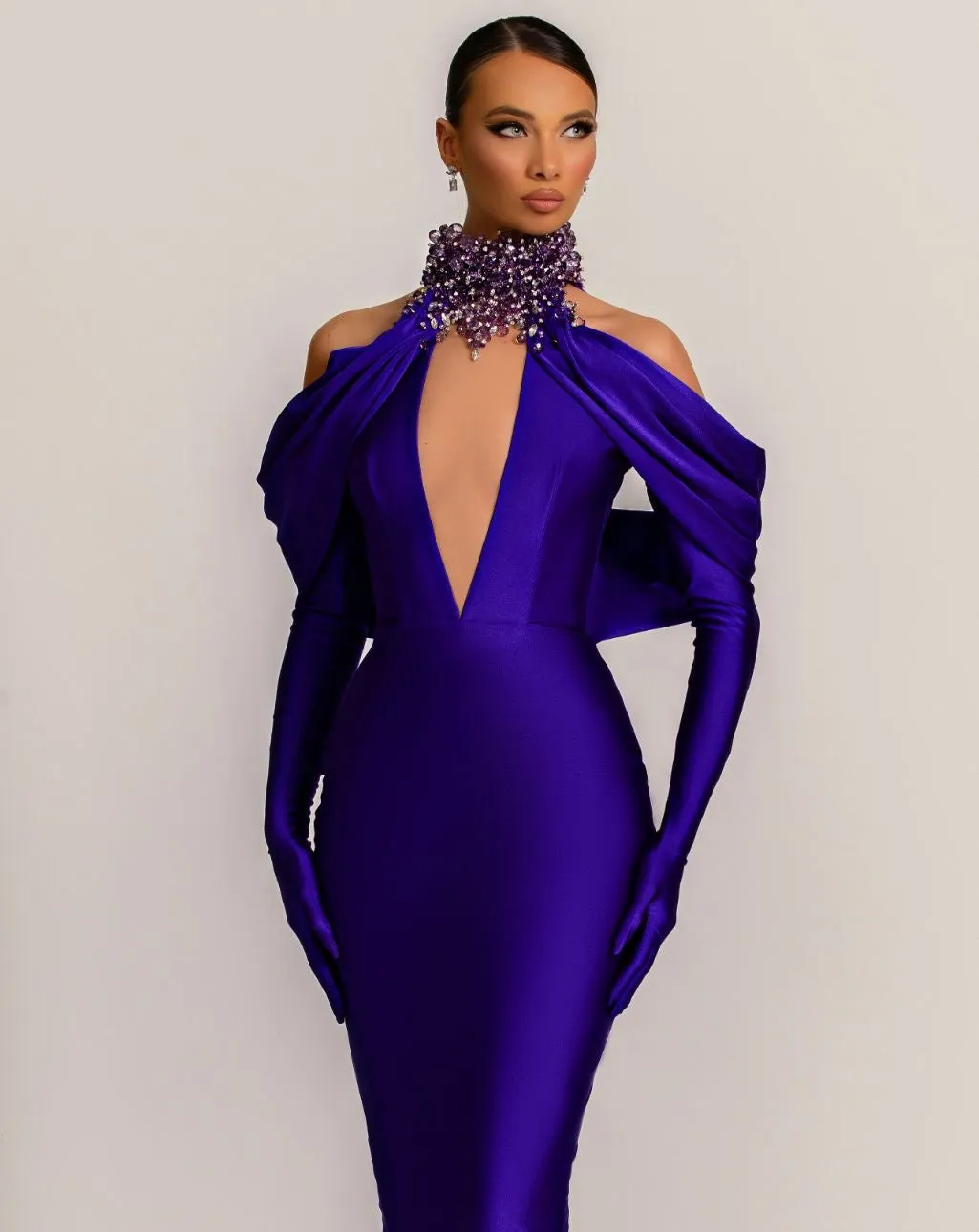 Dahlia Elegant Long Sleeves Blue Evening Dress