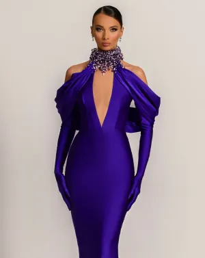 Dahlia Elegant Long Sleeves Blue Evening Dress