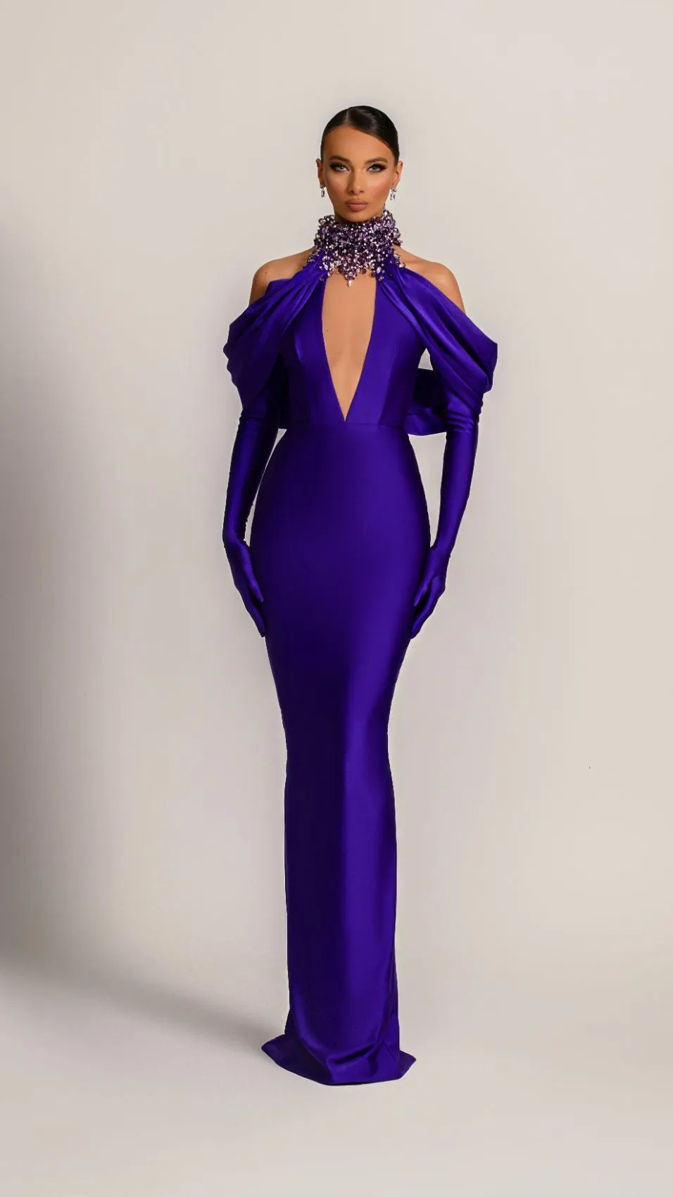 Dahlia Elegant Long Sleeves Blue Evening Dress