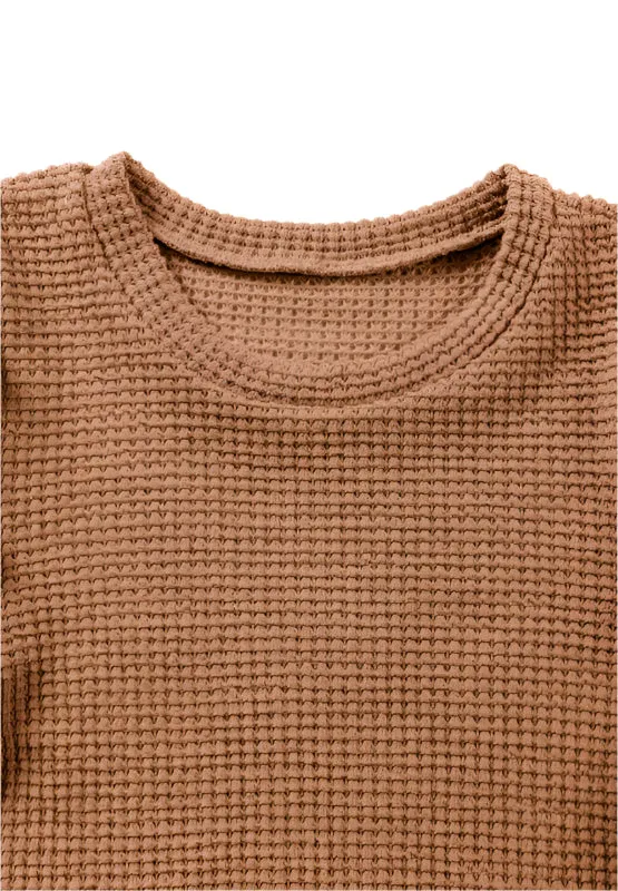 Decorative Button Round Neck Puff Sleeve Blouse