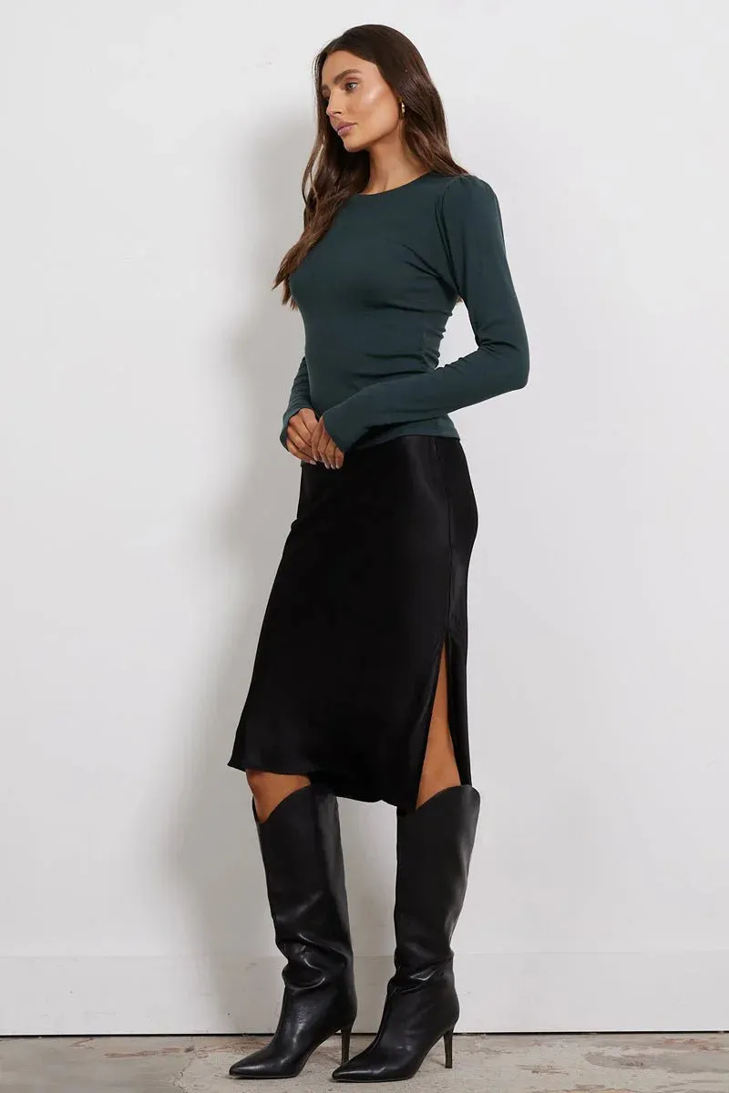 Dorit Silky Slip Skirt-Blk