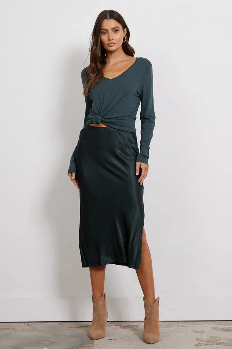 Dorit Silky Slip Skirt-Blk