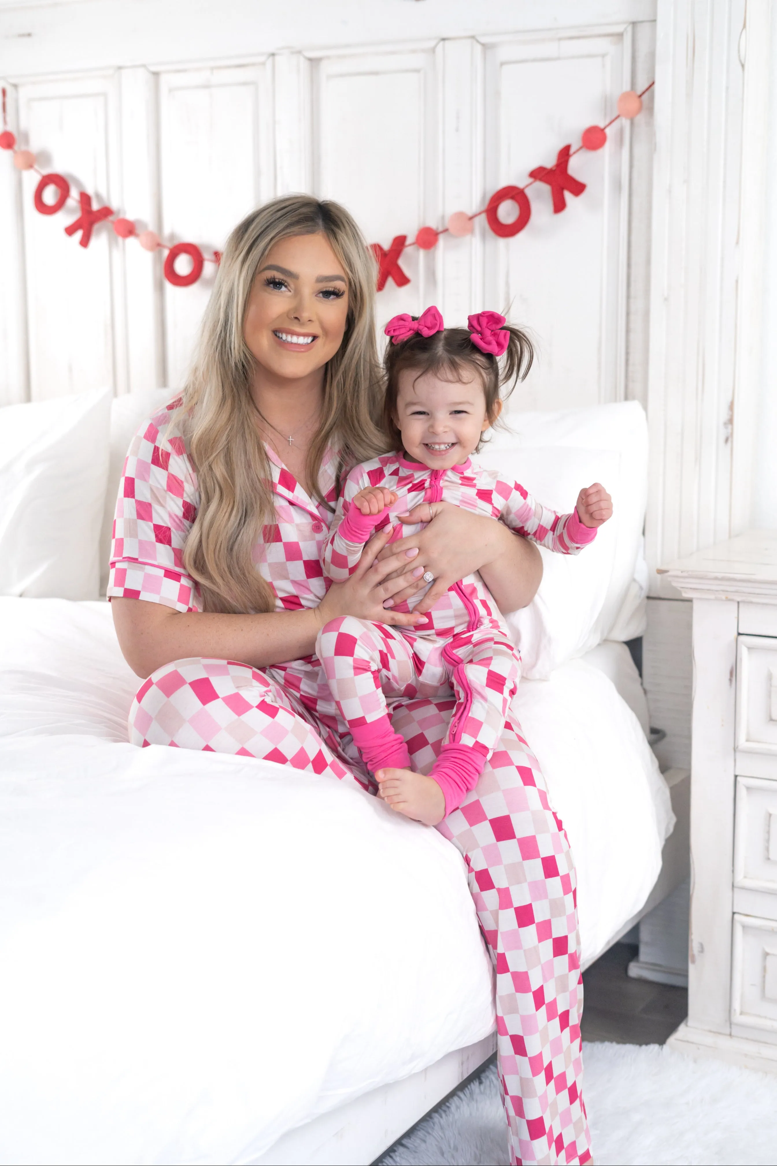Dreamy Pink Checkers Women's Relaxed Flare Dream Set