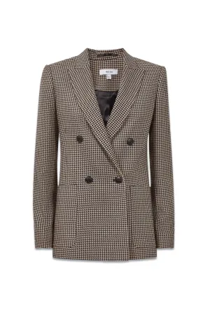 Ella Double Breasted Wool Dogtooth Blazer