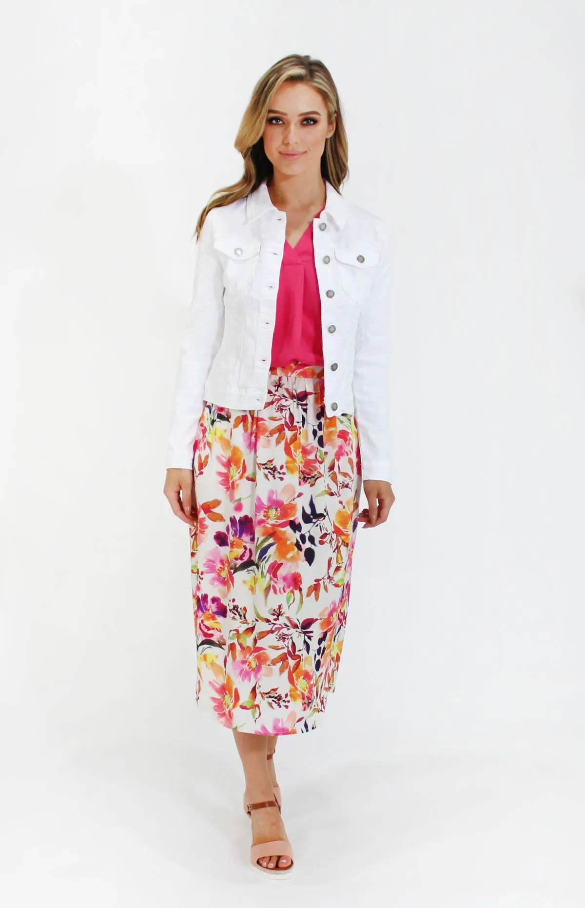 Floral print midi skirt
