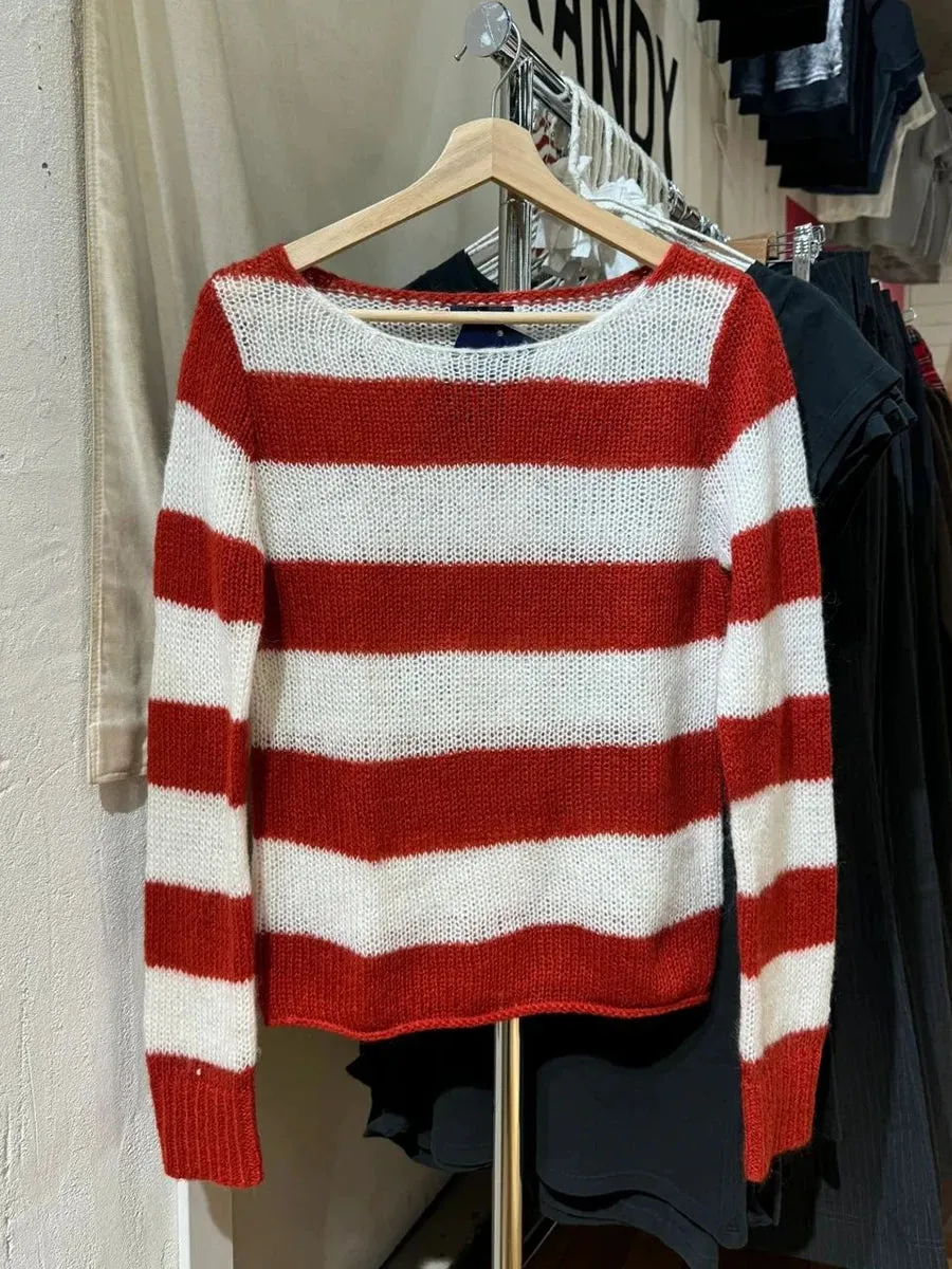 Girlary New Red Striped Thin Long Sleeve T-Shirt Woman Scoop Neck Cotton Knitted Smock Autum Sweet Sweetwear Fashion Tee Tops Y2k Tshirt