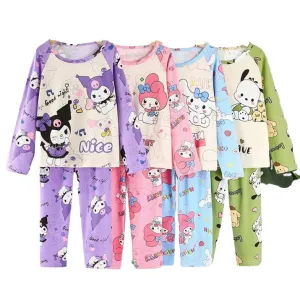 Girls Long Sleeve Pajamas-بيجامات بناتي بأكمام