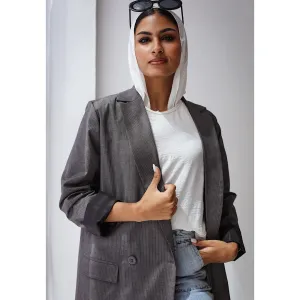 Grey pinstripe oversized blazer