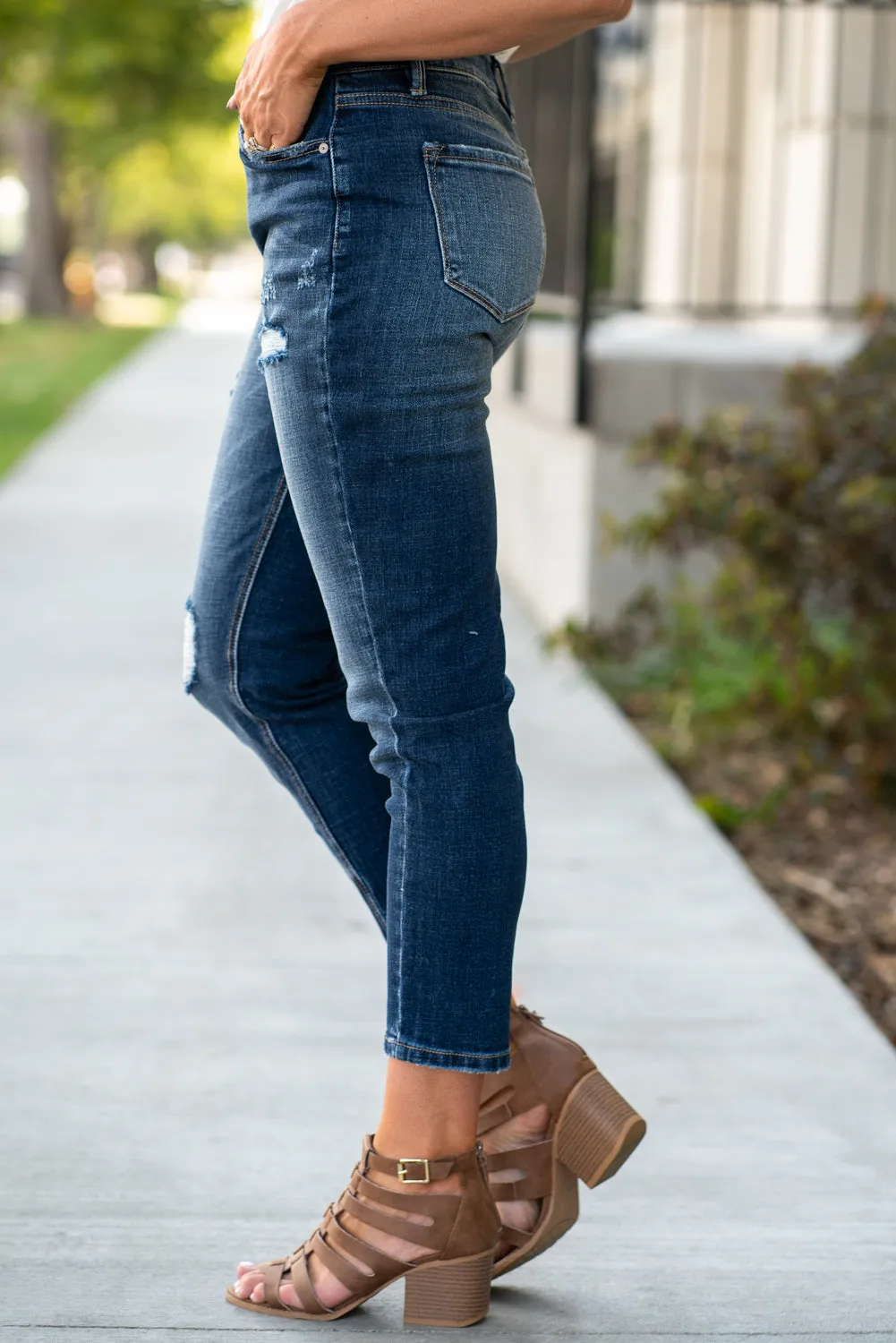 High Rise Distressed Mom Jeans