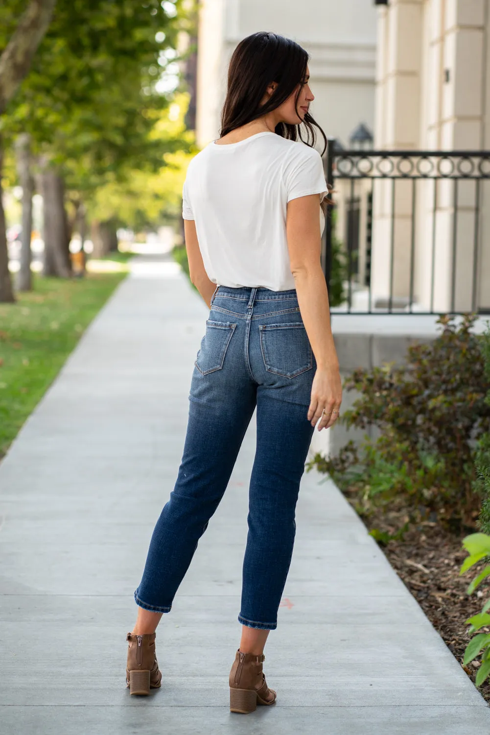 High Rise Distressed Mom Jeans