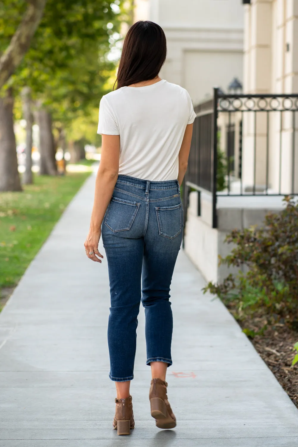 High Rise Distressed Mom Jeans