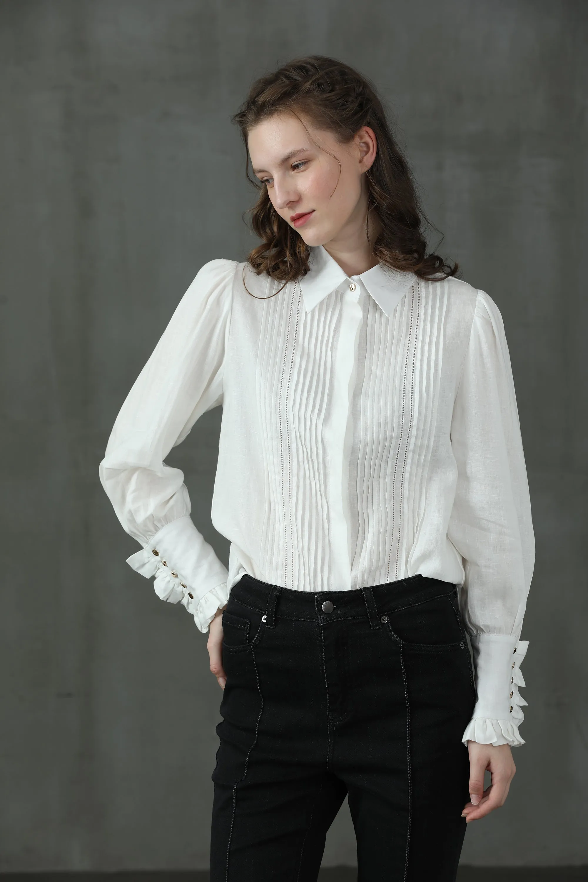 Jo March 31 | Accordion Pleated Linen Shirt