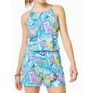 LILLY PULITZER DAYLEY ROMPER IN MULTI POP UP WISH YOU WERE HERE