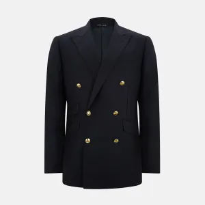 Long Navy Double Breasted Classic Blazer