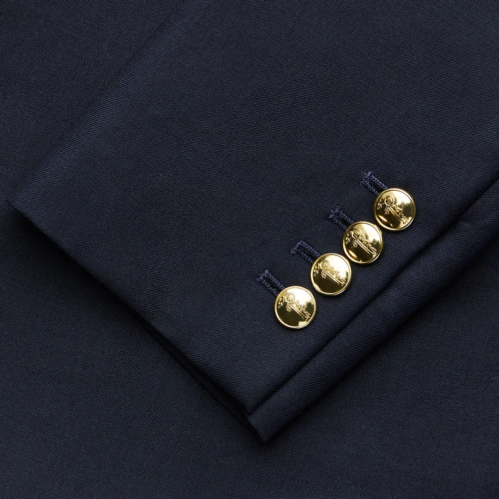 Long Navy Double Breasted Classic Blazer