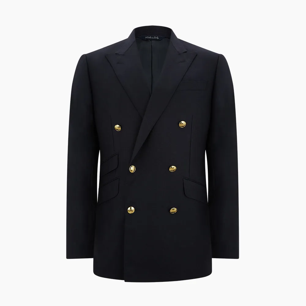 Long Navy Double Breasted Classic Blazer