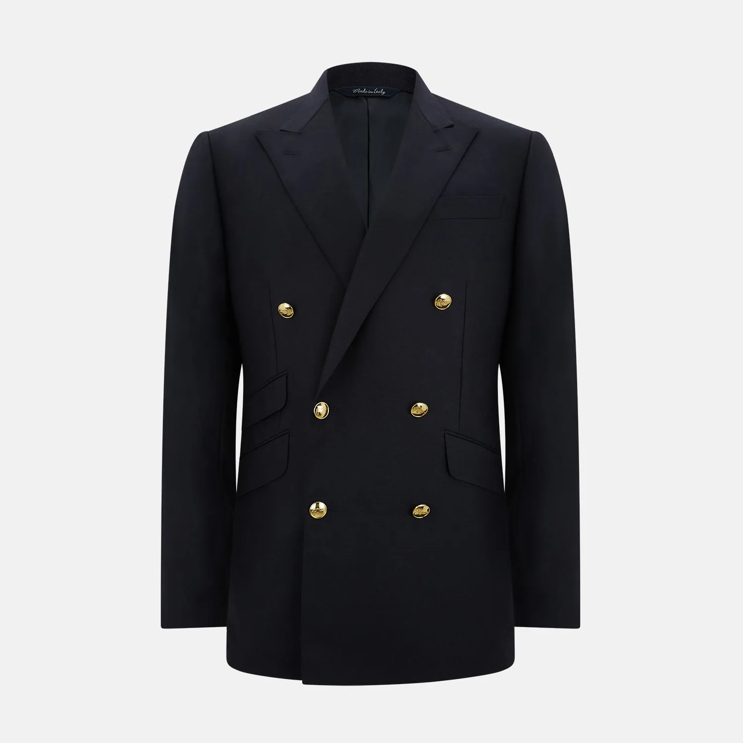 Long Navy Double Breasted Classic Blazer