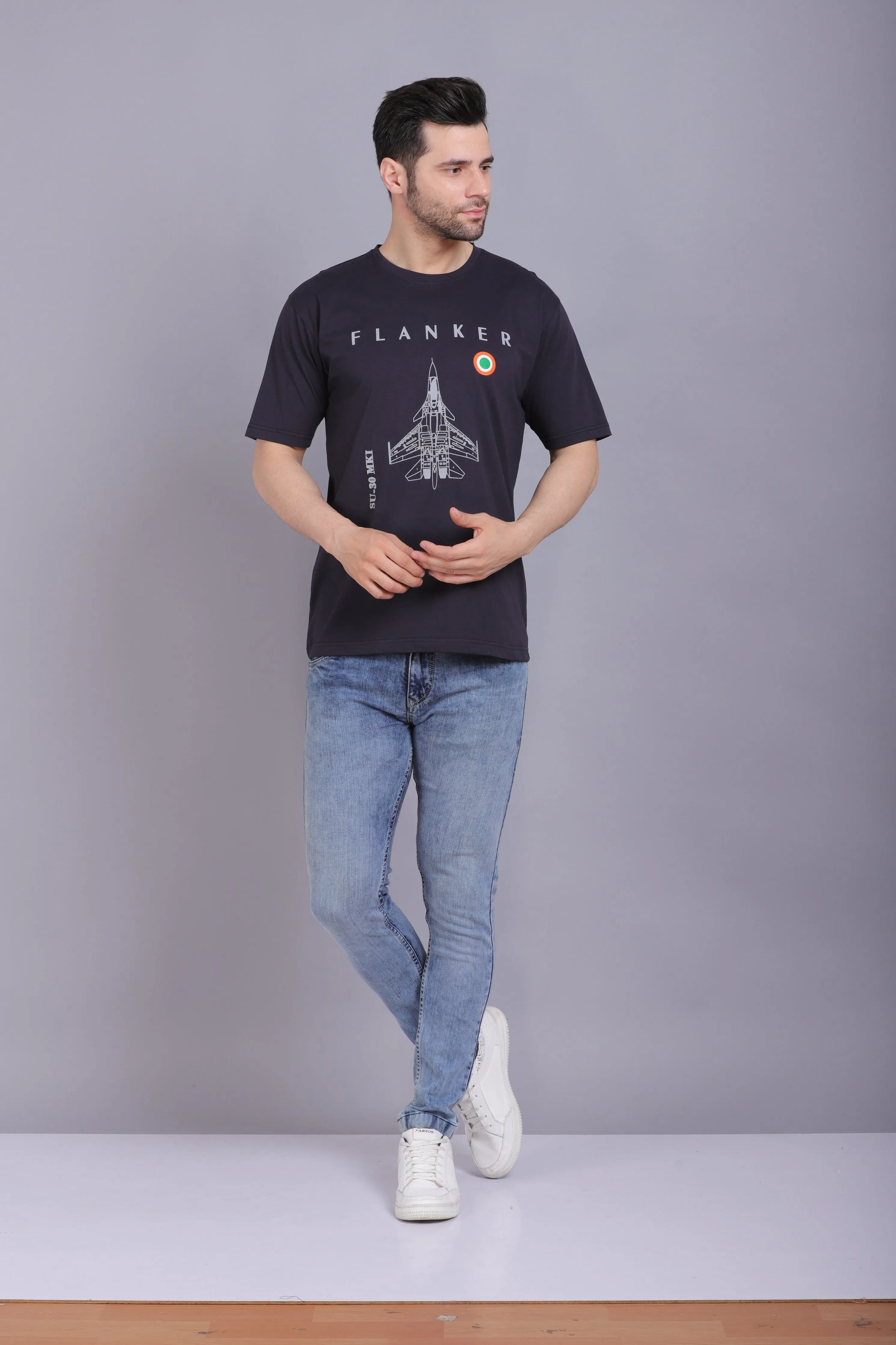 Men's Round Neck T shirt Su30 Navy