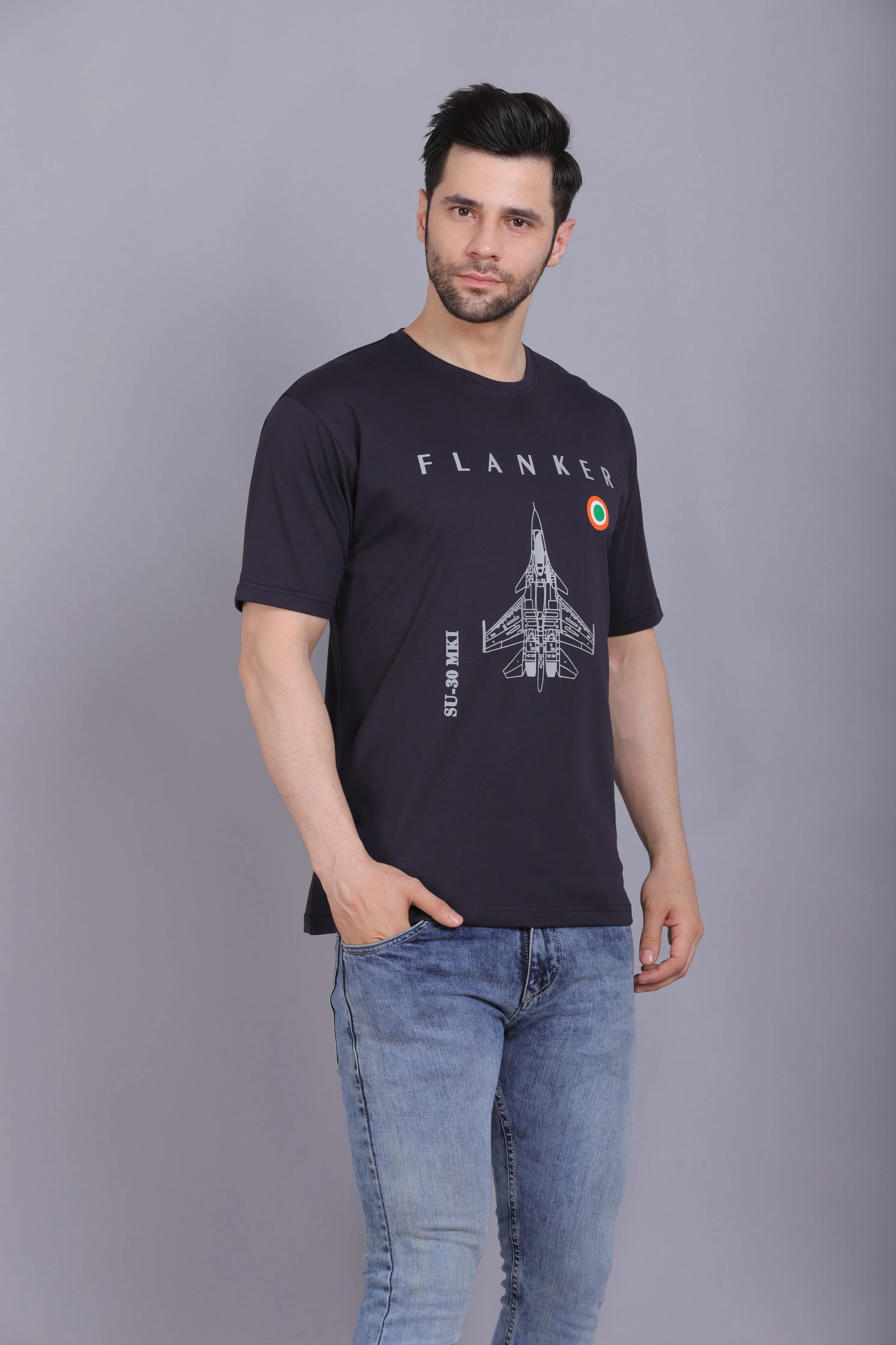 Men's Round Neck T shirt Su30 Navy