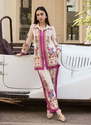 Miraya Fuchsia Printed Crepe Co-ord Set for Women
