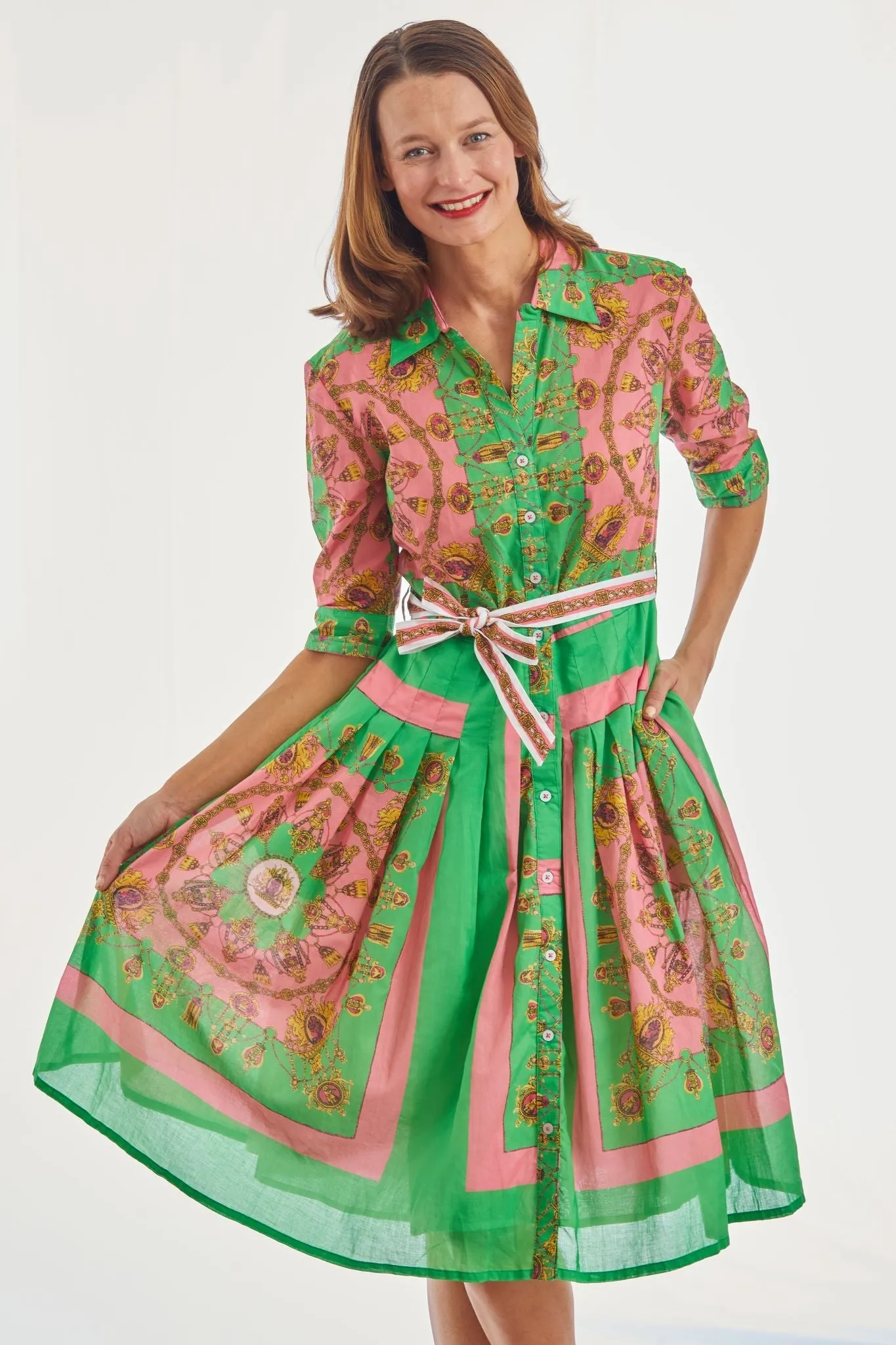 Mrs Maisel Dress - Pink Green Gold Engineered