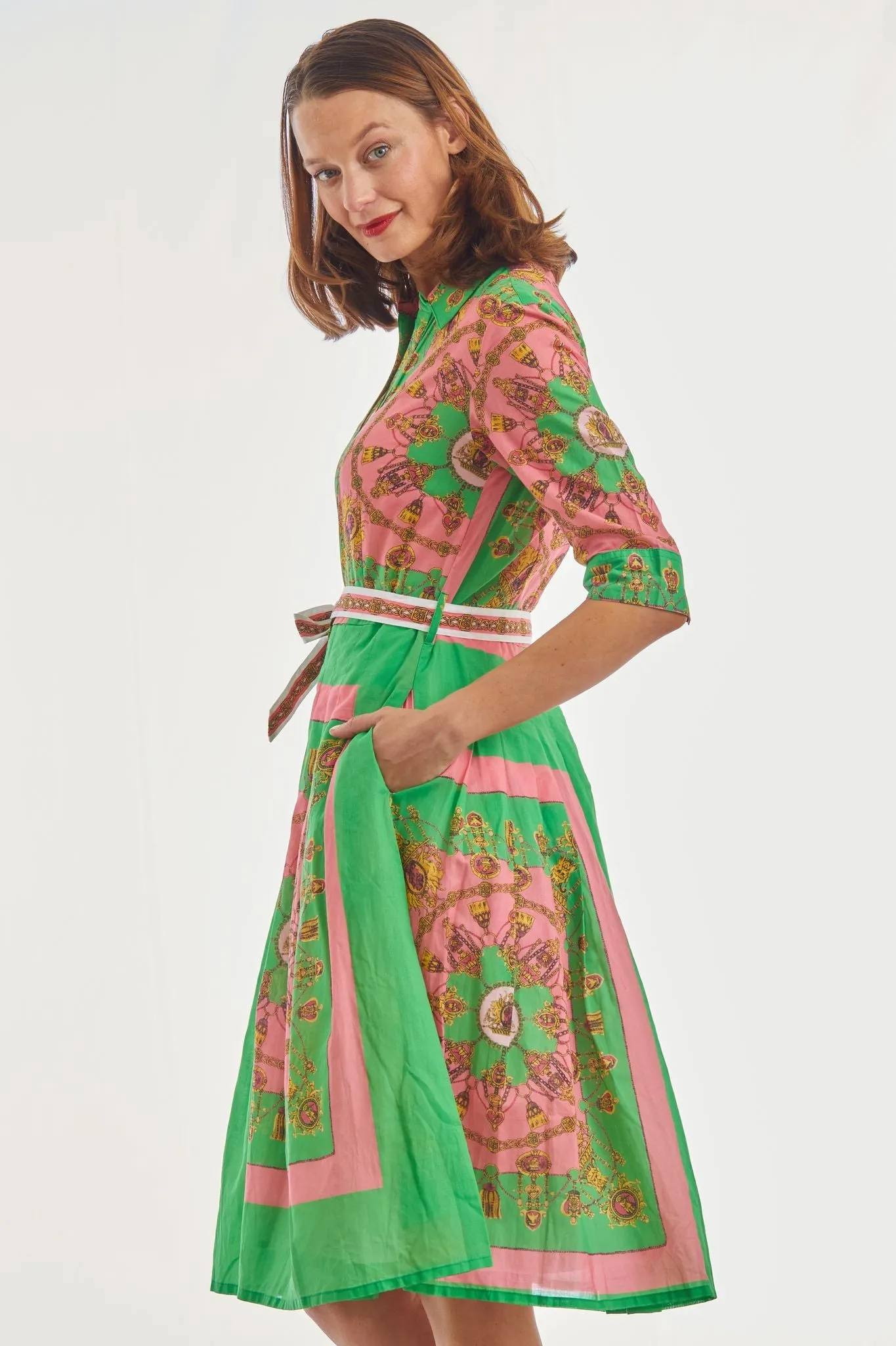 Mrs Maisel Dress - Pink Green Gold Engineered