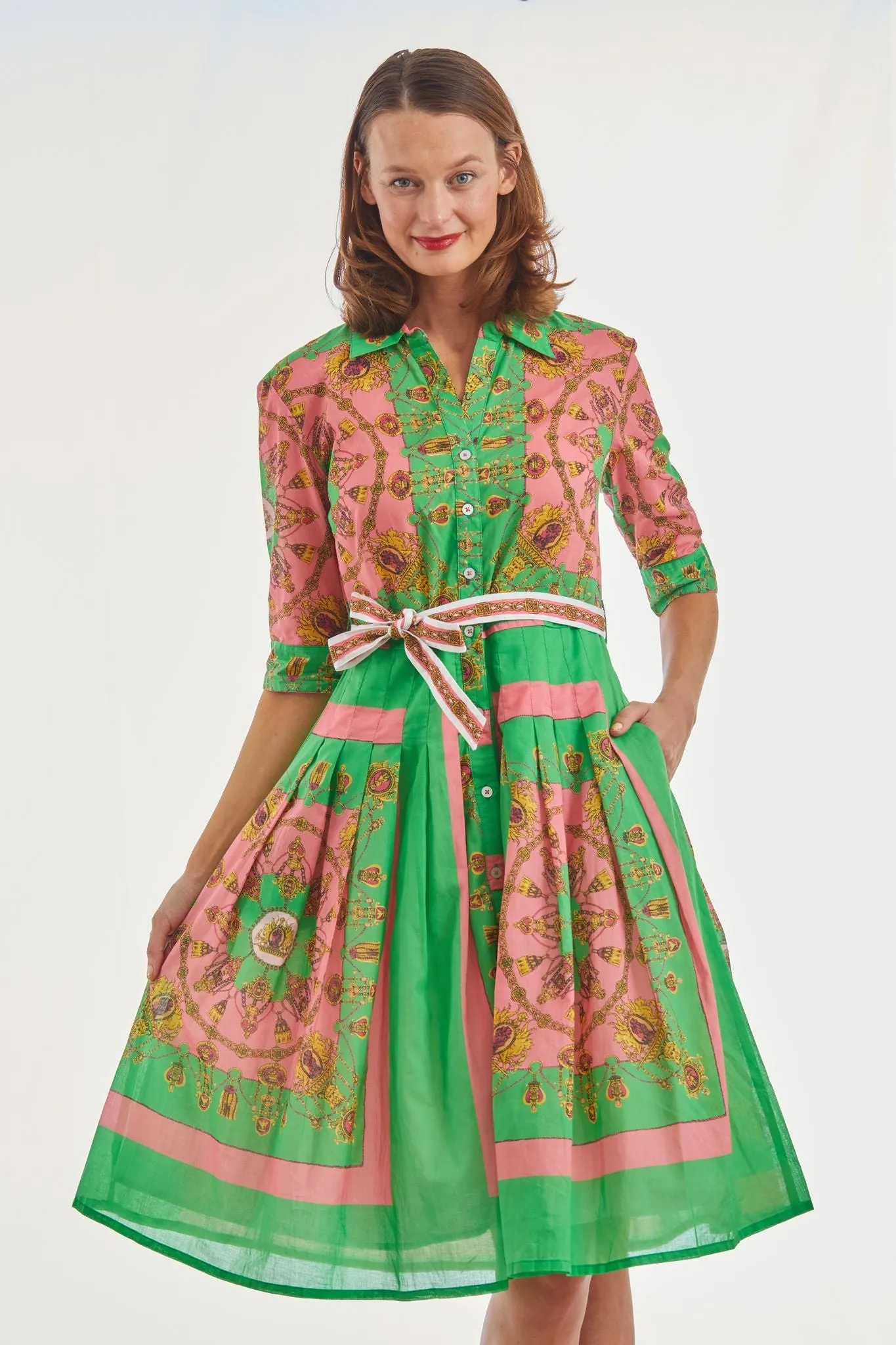 Mrs Maisel Dress - Pink Green Gold Engineered