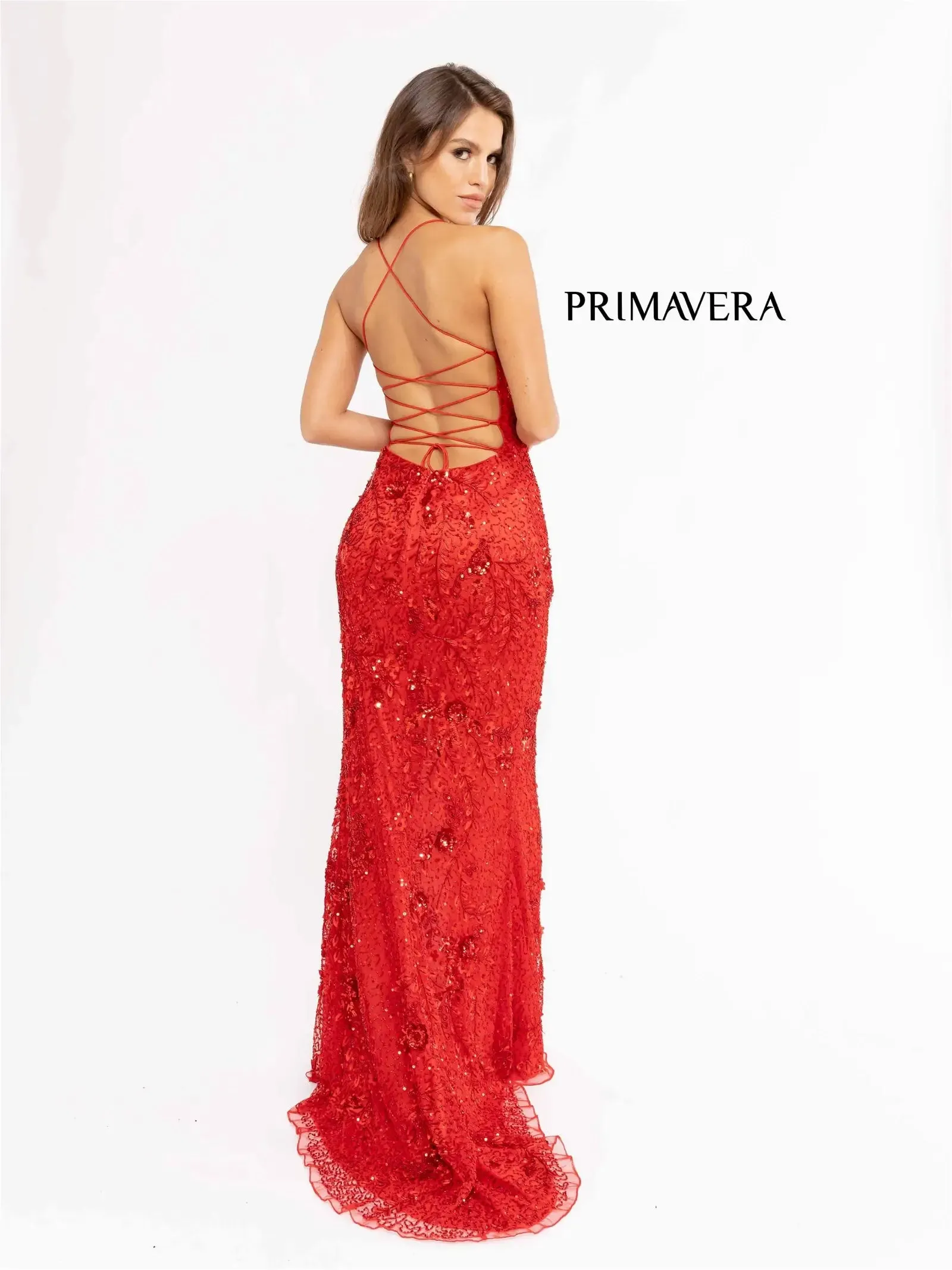 Primavera Couture 3931 Prom Dress Long Beaded Gown Backless sequin Formal Gown