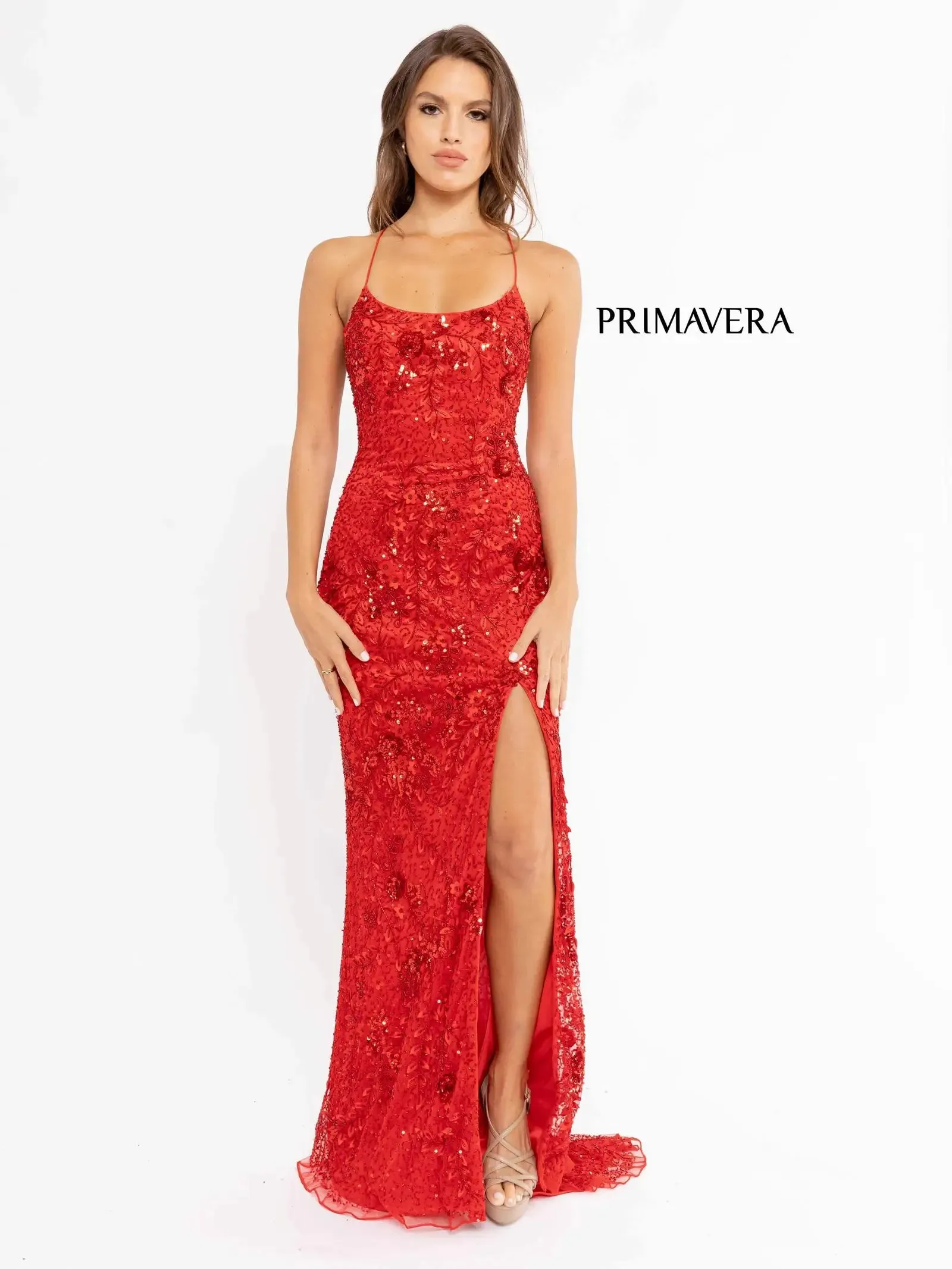 Primavera Couture 3931 Prom Dress Long Beaded Gown Backless sequin Formal Gown